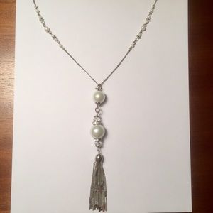 White House Black Market Silver Pearl Necklace